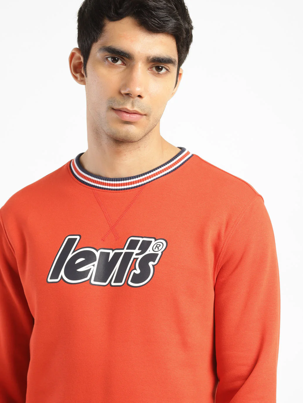 Men's Solid Red Crew Neck Sweatshirt - Image 5