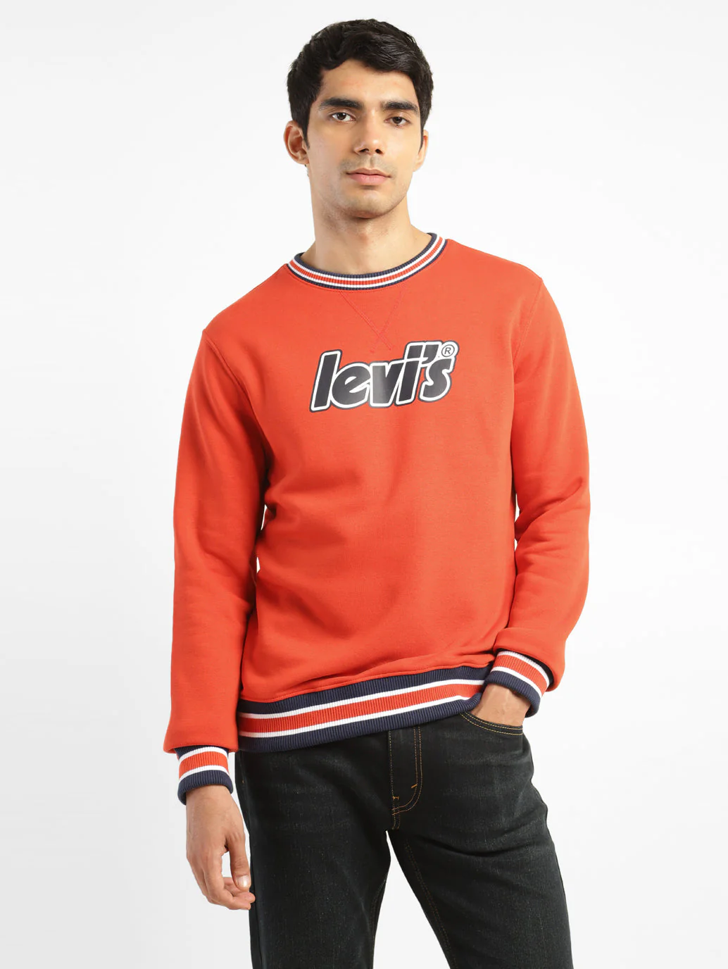 Men's Solid Red Crew Neck Sweatshirt - Image 6