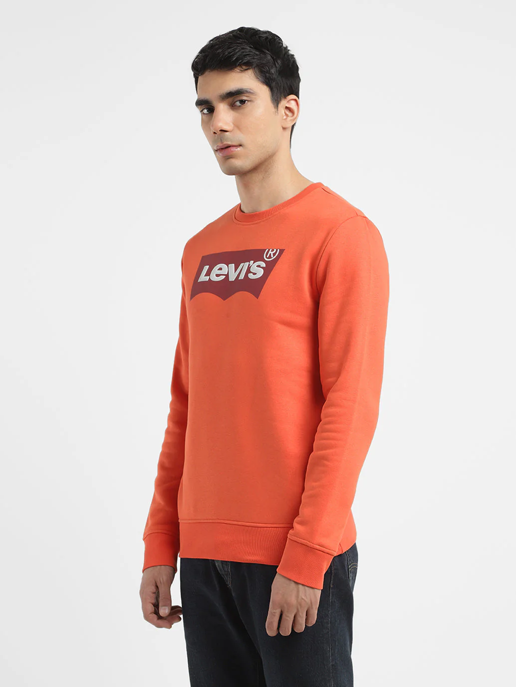 Men's Solid Red Crew Neck Sweatshirt - Image 4