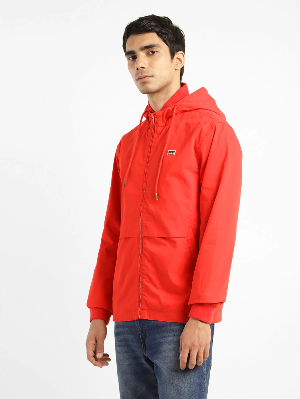 Men's Solid Red Hooded Tailored Jacket - Image 4