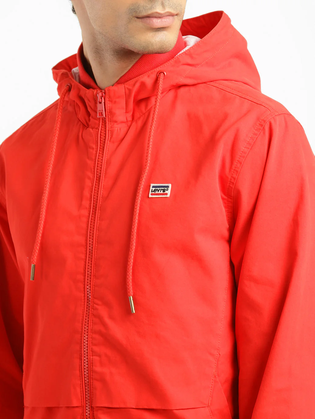 Men's Solid Red Hooded Tailored Jacket - Image 5
