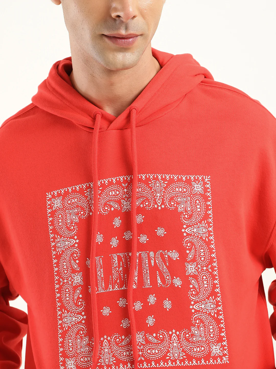 Men's Solid Red Hooded Sweatshirt - Image 2