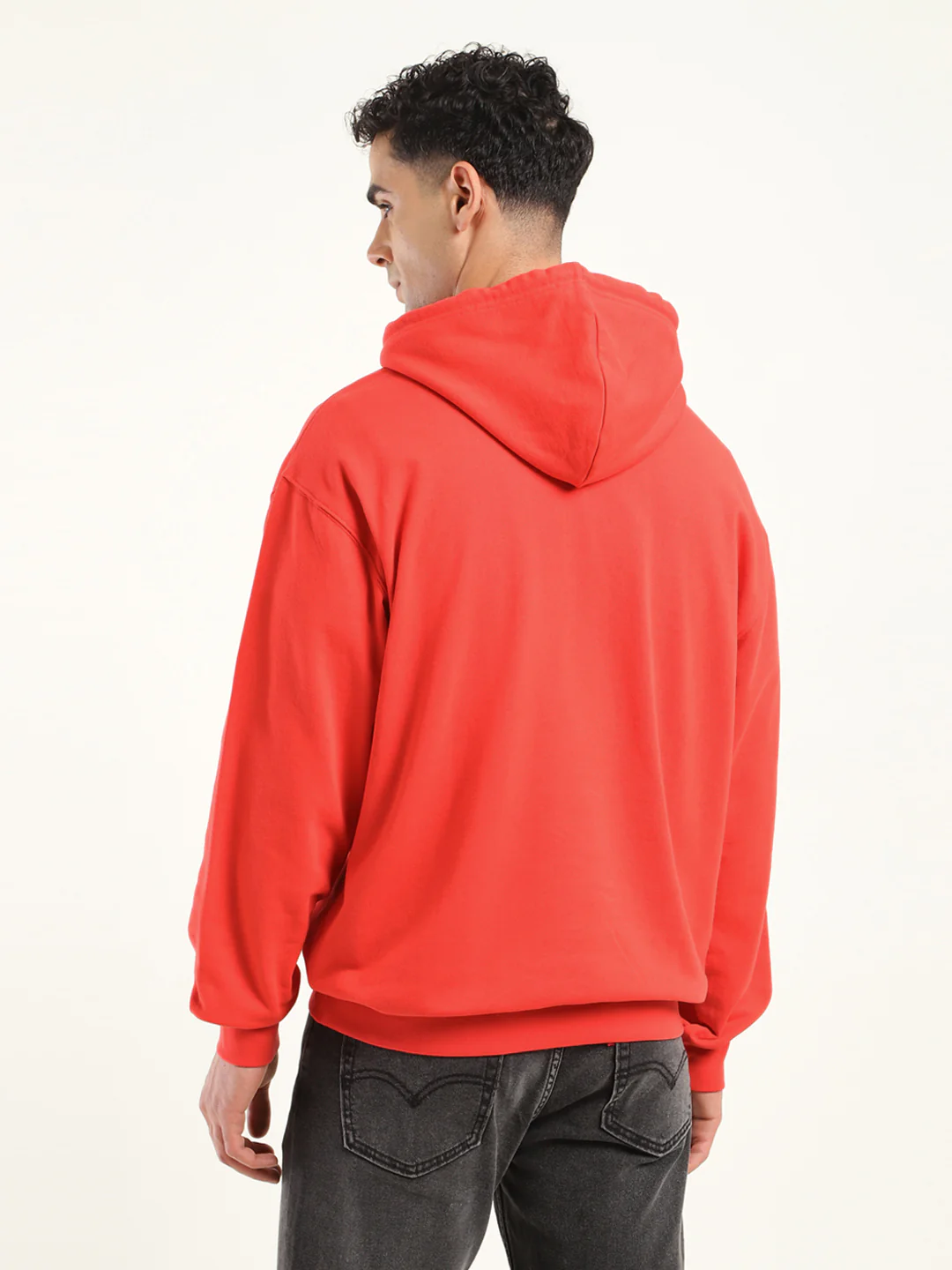 Men's Solid Red Hooded Sweatshirt - Image 3
