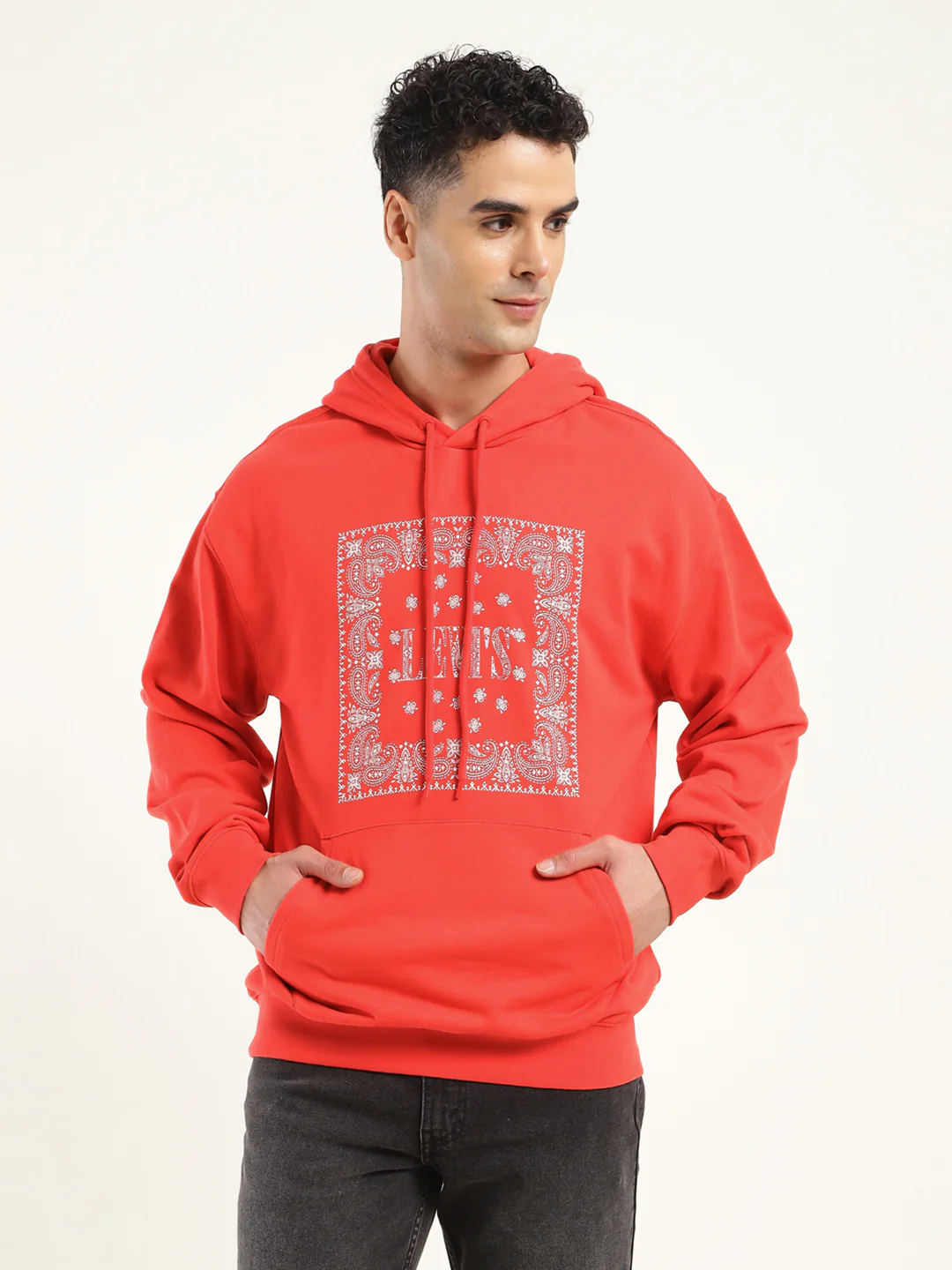 Men's Solid Red Hooded Sweatshirt - Image 4