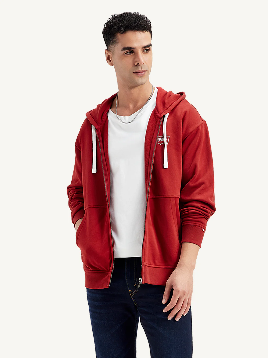 Men's Solid Red Hooded Sweatshirt - Image 6