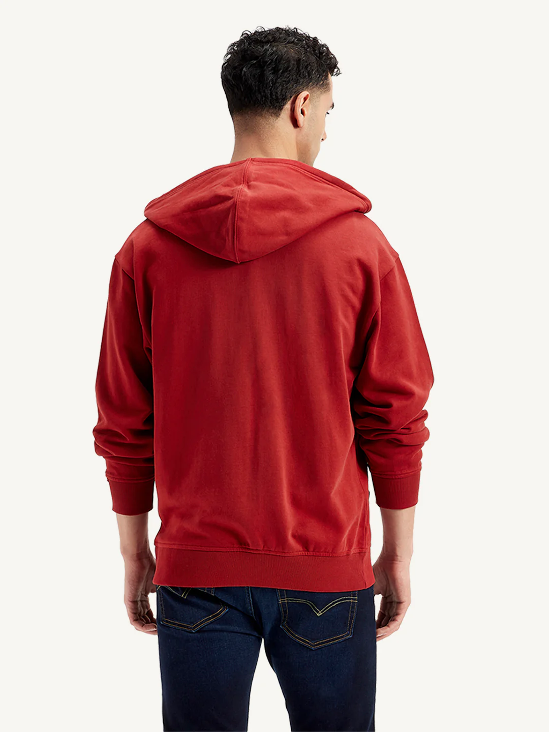 Men's Solid Red Hooded Sweatshirt - Image 8