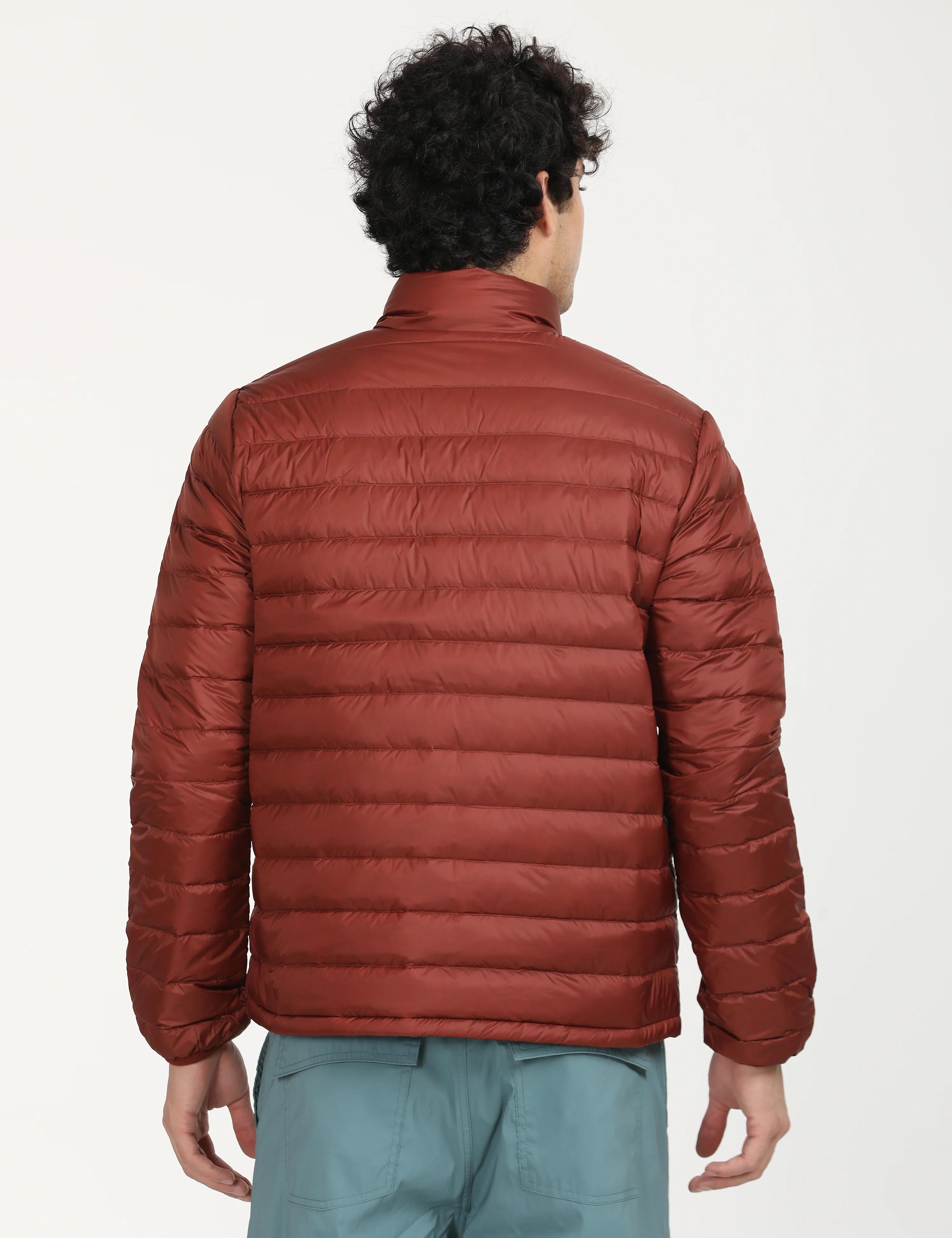 Men's Solid Red Quilted Jacket - Image 3