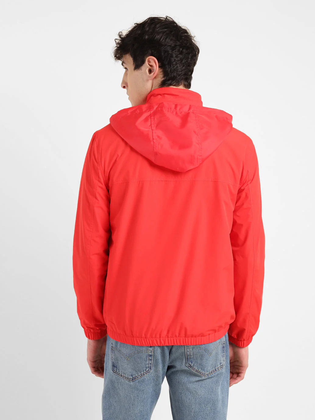 Men's Solid Red Mandarin Collar Tailored Jacket - Image 3
