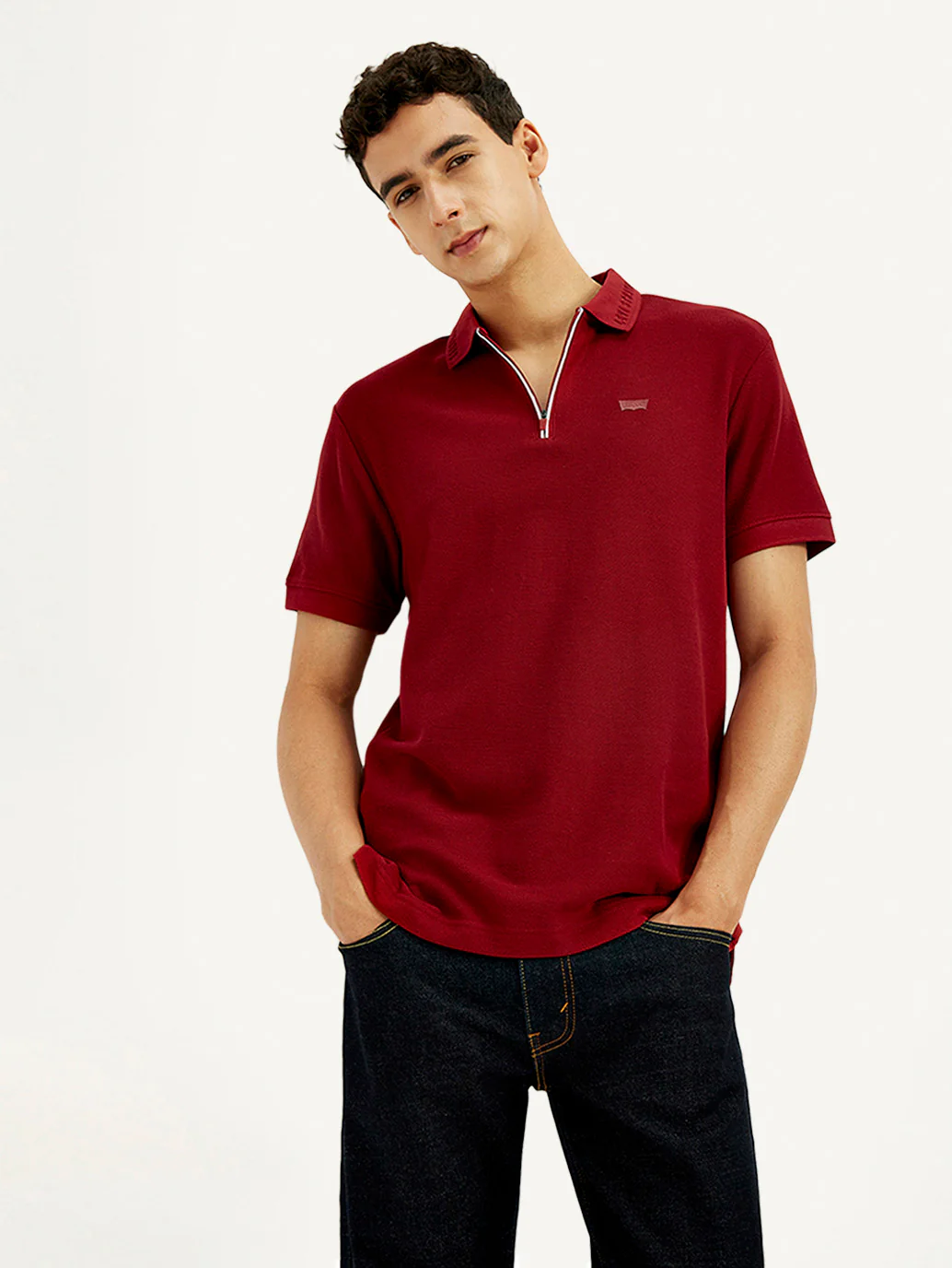 Men's Solid Red Slim Fit Polo T-shirt - Image 6