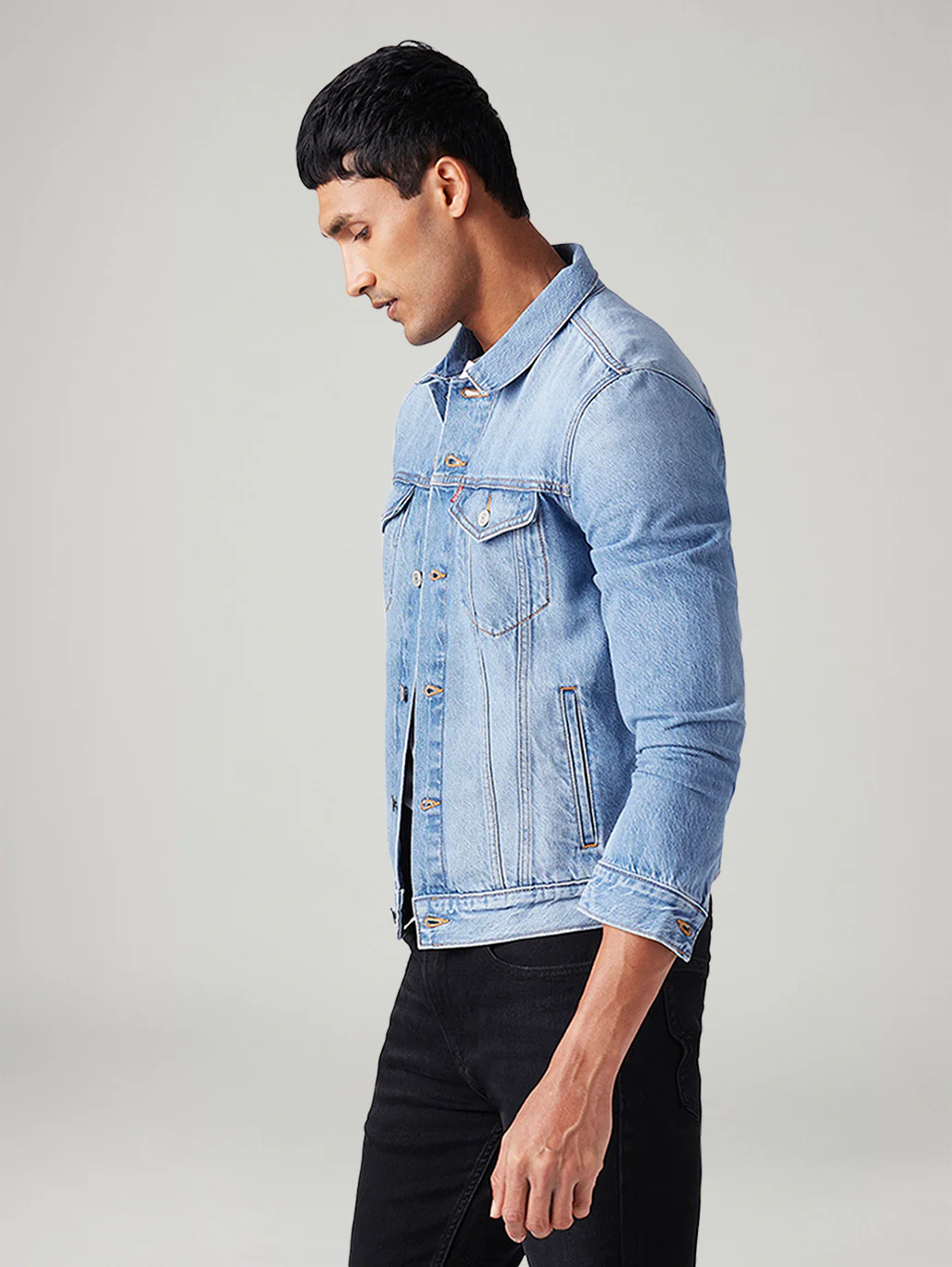 Men's Solid Regular Fit Denim Jacket - Image 5