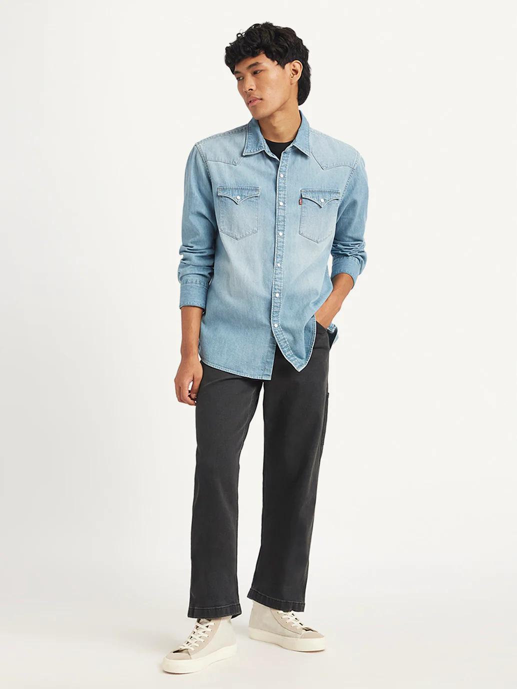 Men's Solid Slim Fit Denim Shirt - Image 2