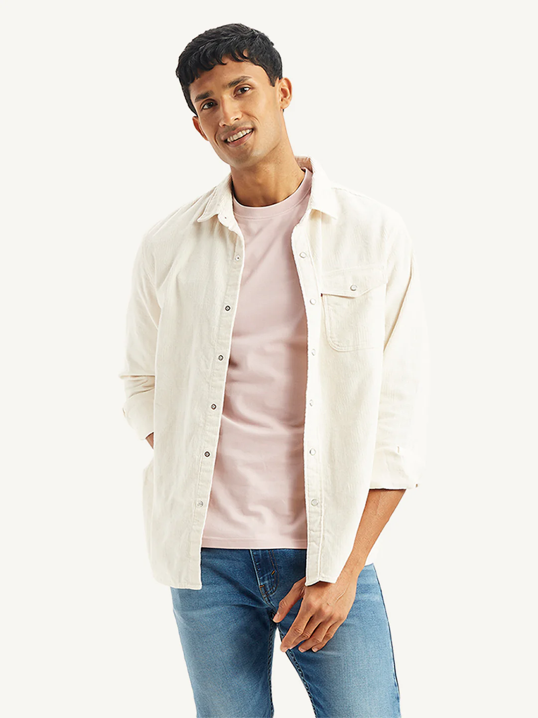 Men's Solid Regular Fit Denim Shirt