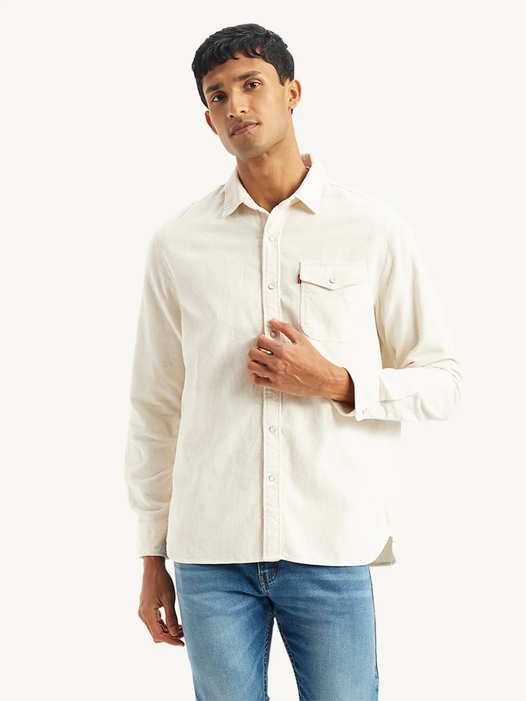 Men's Solid Regular Fit Denim Shirt - Image 2