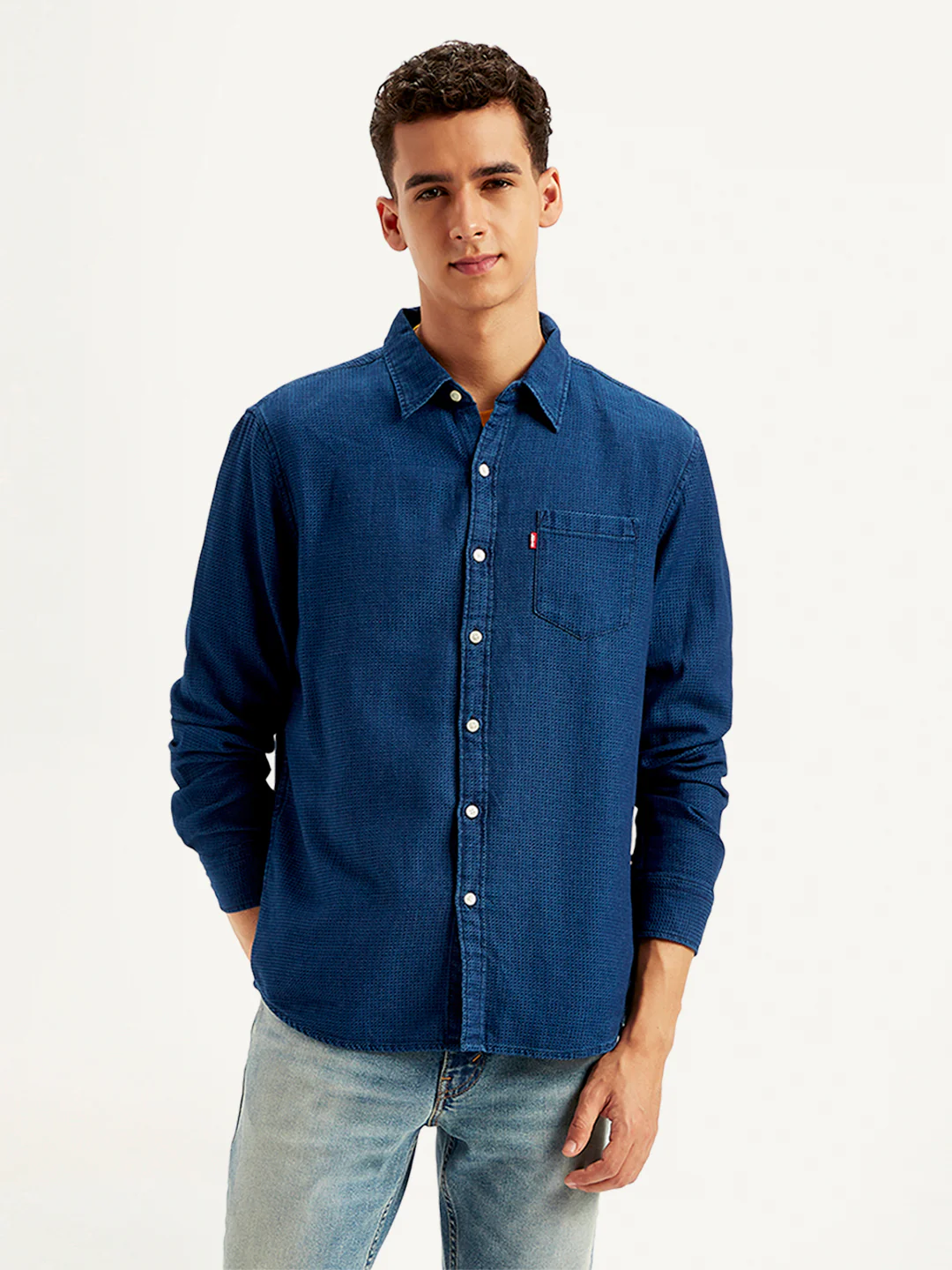 Men's Solid Slim Fit Denim Shirt - Image 2