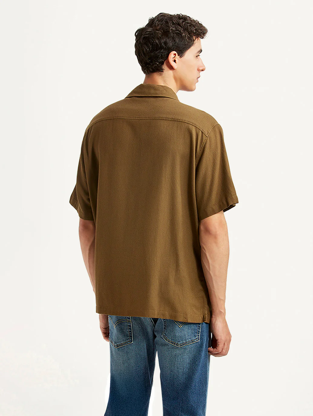 Men's Solid Relaxed Fit Camp Shirt - Image 2