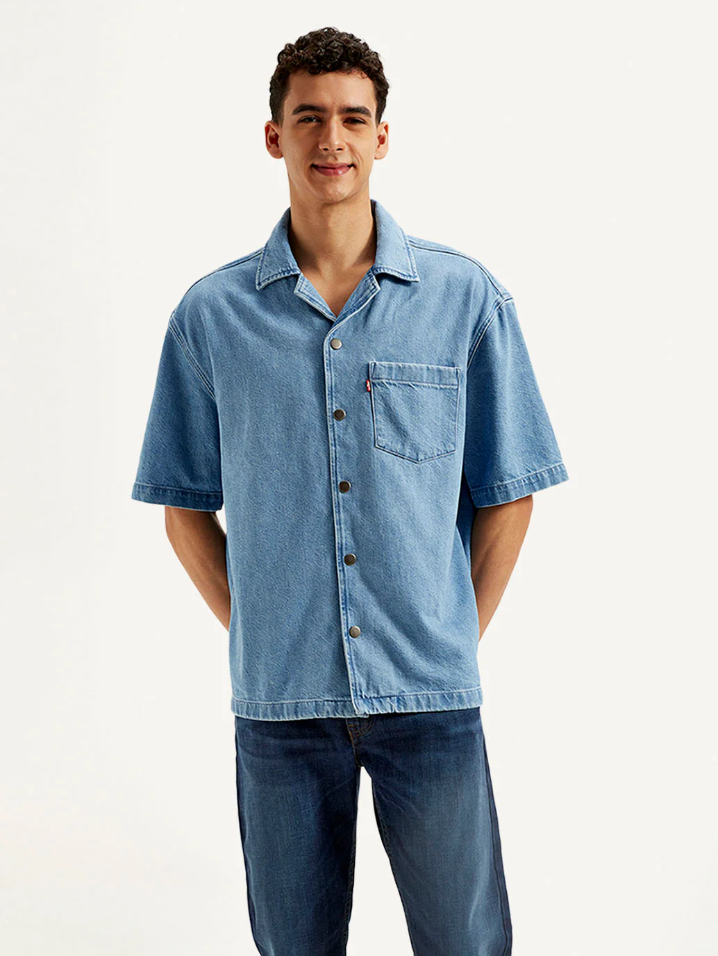 Men's Resort Collar Solid Oversized Shirt - Image 2