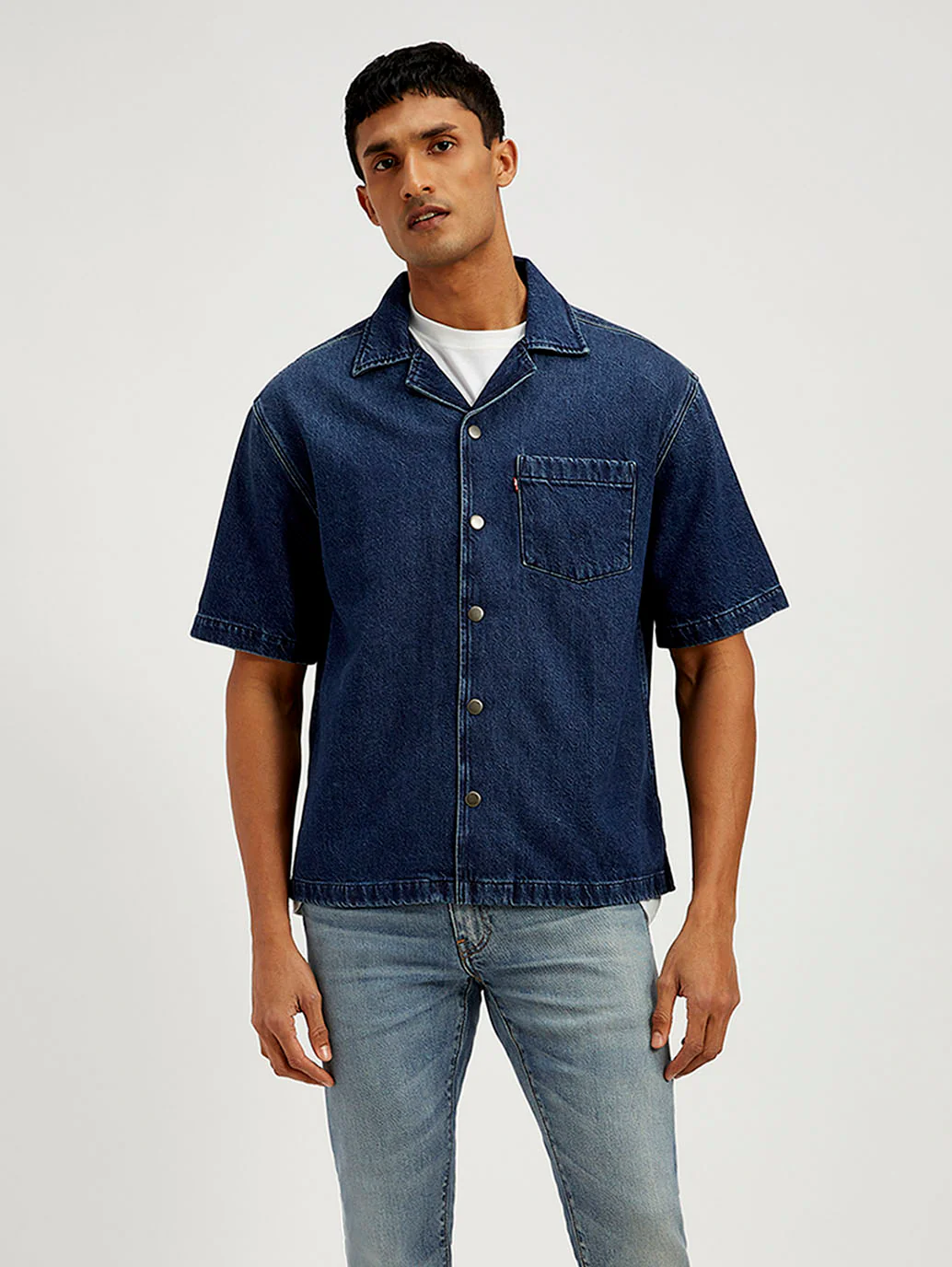Men's Resort Collar Solid Oversized Shirt - Image 2