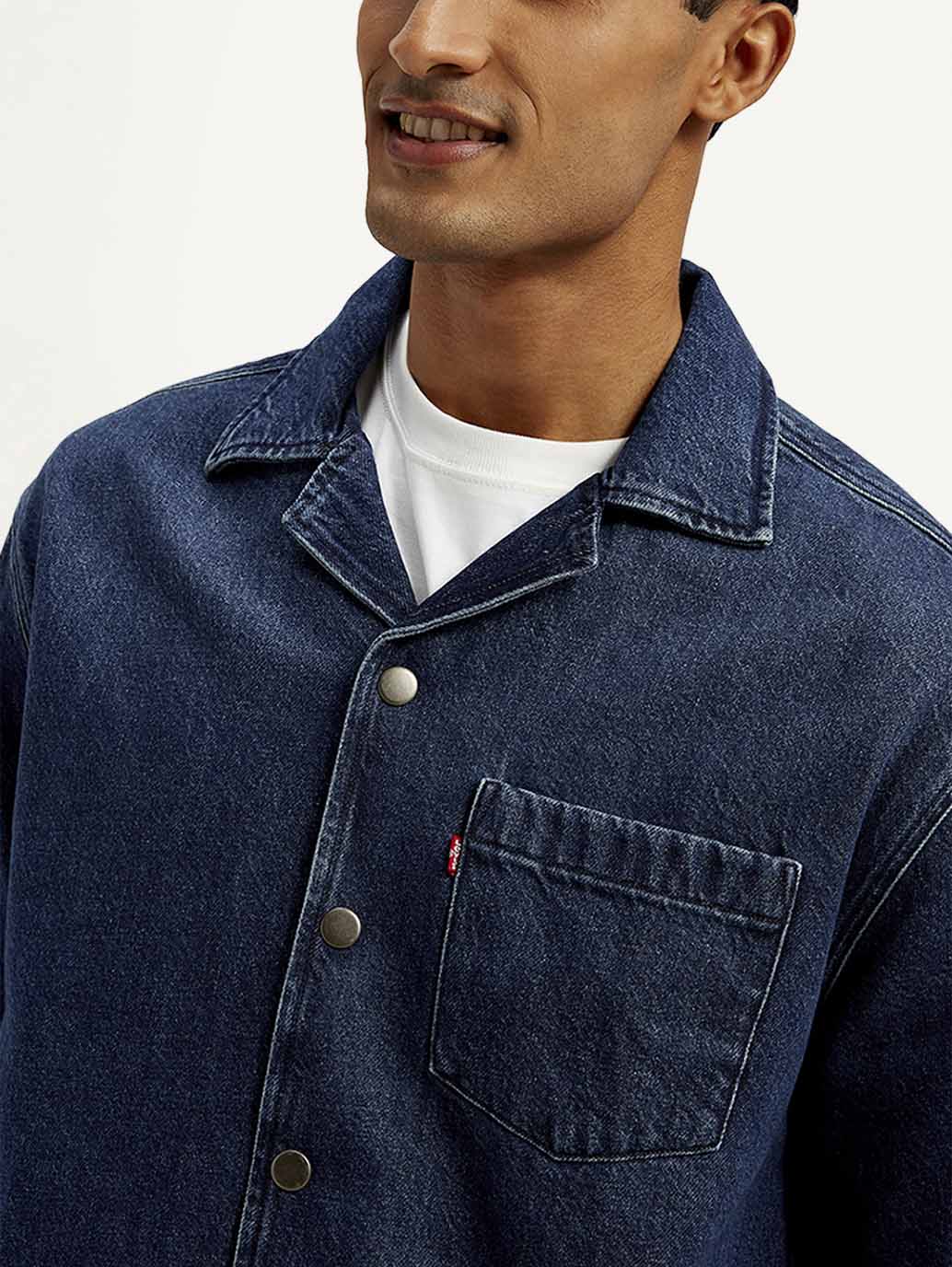 Men's Resort Collar Solid Oversized Shirt - Image 4