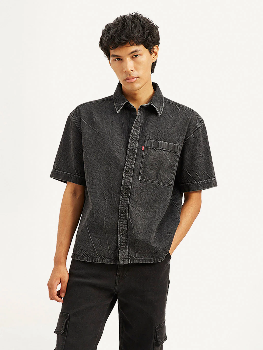 Men's Solid Regular Fit Denim Overshirt - Image 2