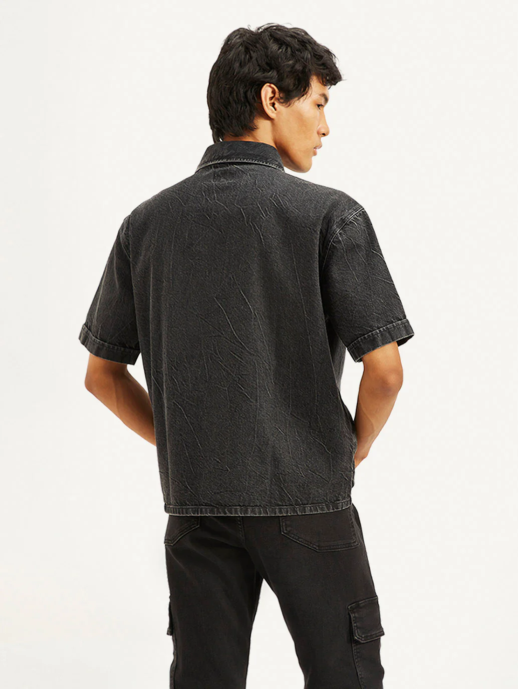 Men's Solid Regular Fit Denim Overshirt - Image 3