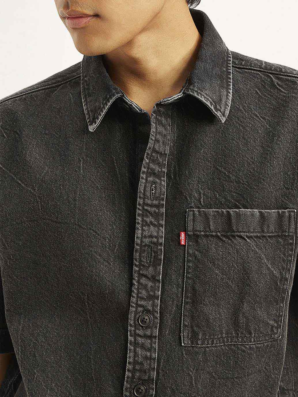 Men's Solid Regular Fit Denim Overshirt - Image 4