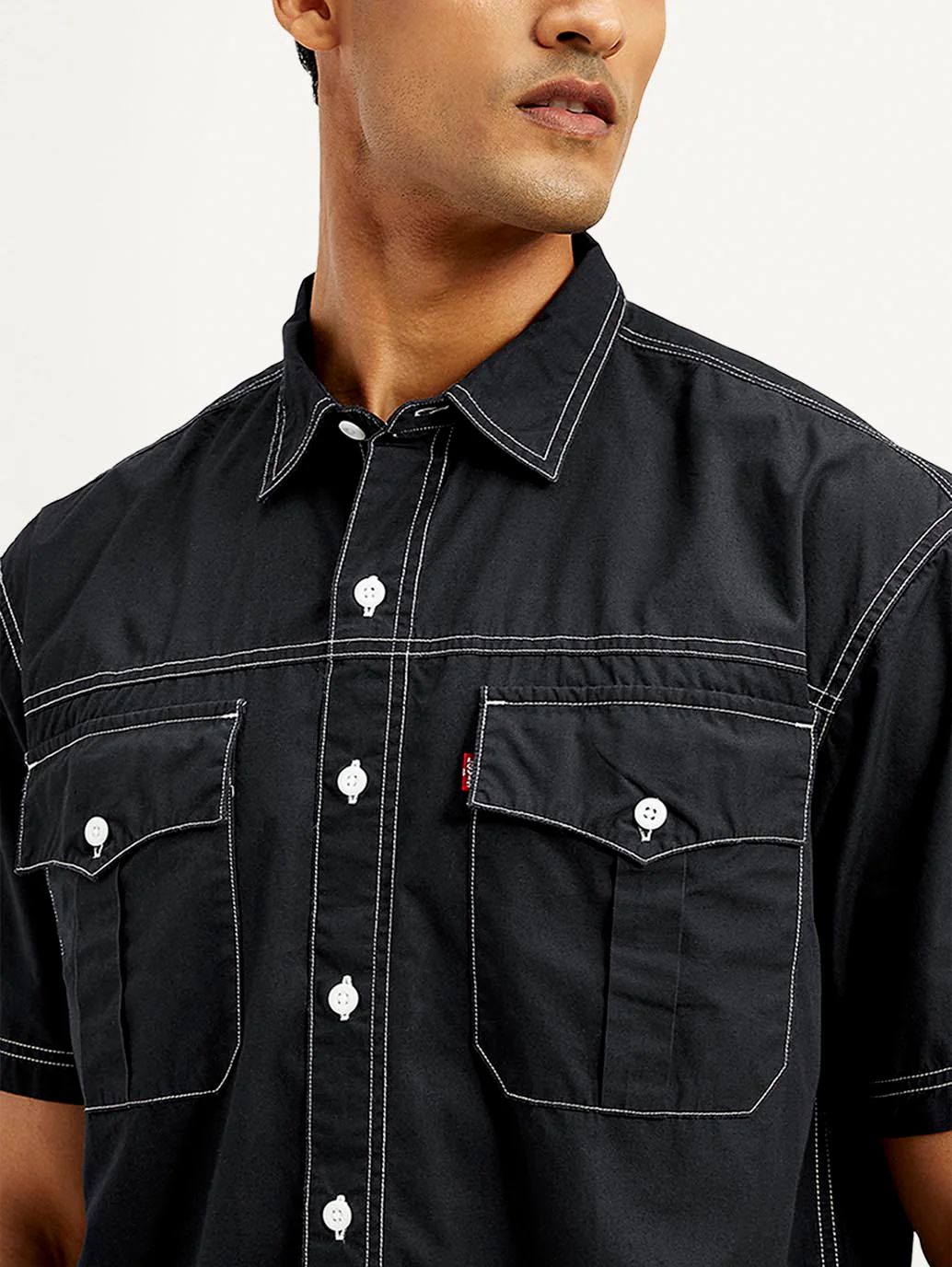 Men's Solid Loose Fit Utility Shirt - Image 3