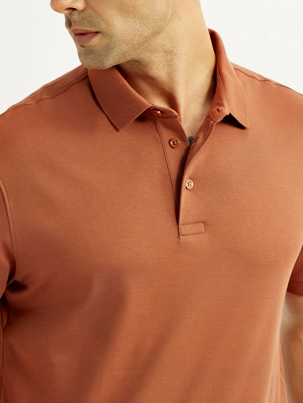 Men's Solid Rust Slim Fit Polo T-shirt - Image 4
