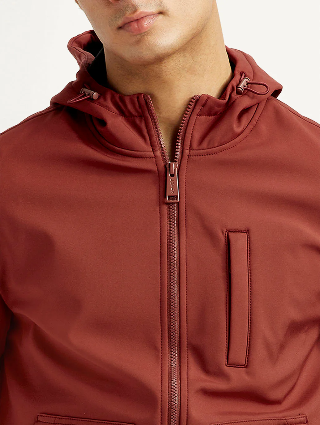 Men's Solid Rust Windcheater Jacket - Image 4