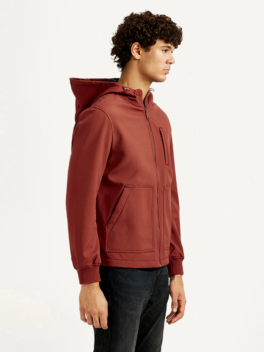 Men's Solid Rust Windcheater Jacket - Image 5