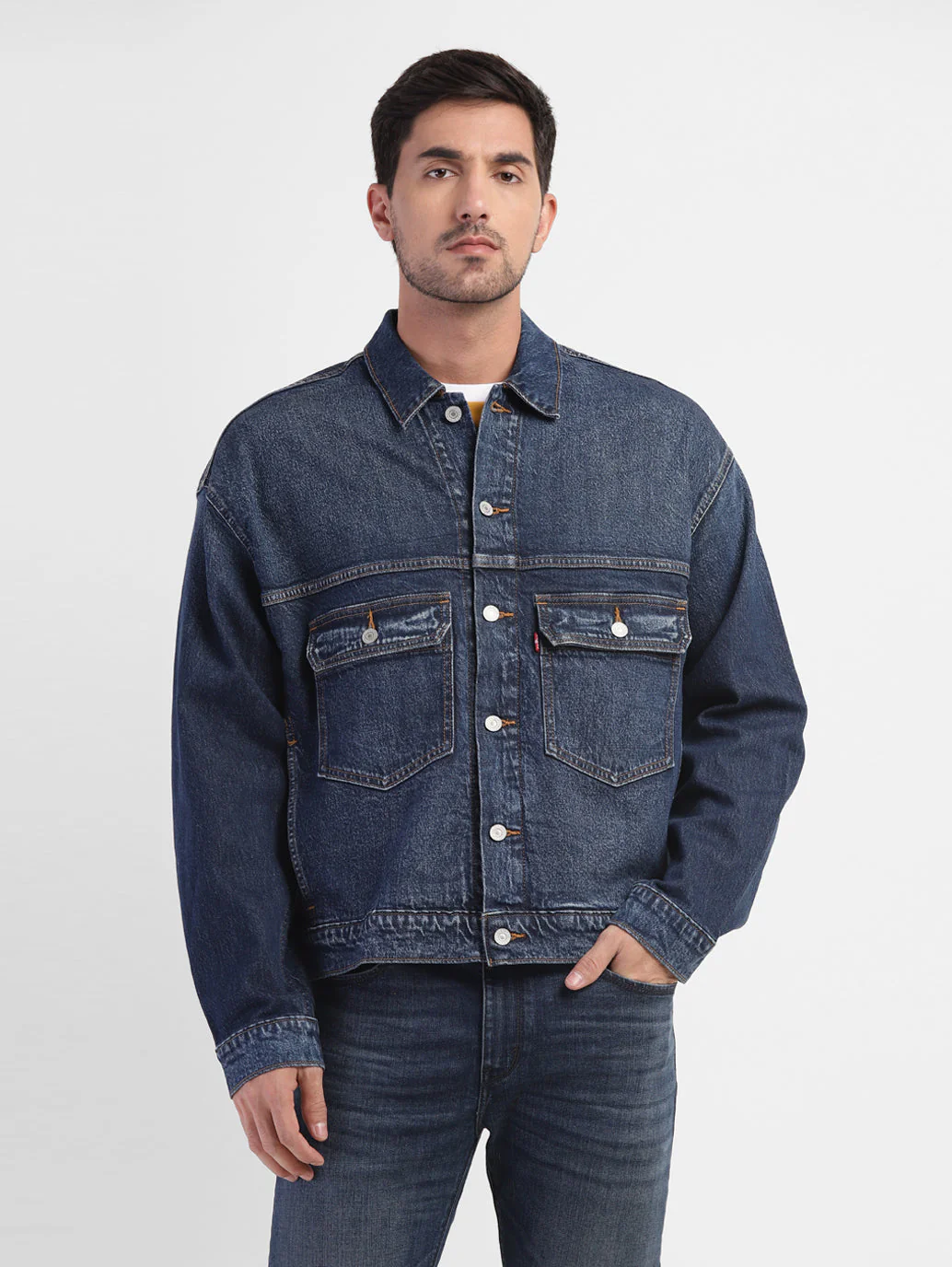 Men's Solid Spread Collar Jacket - Image 2