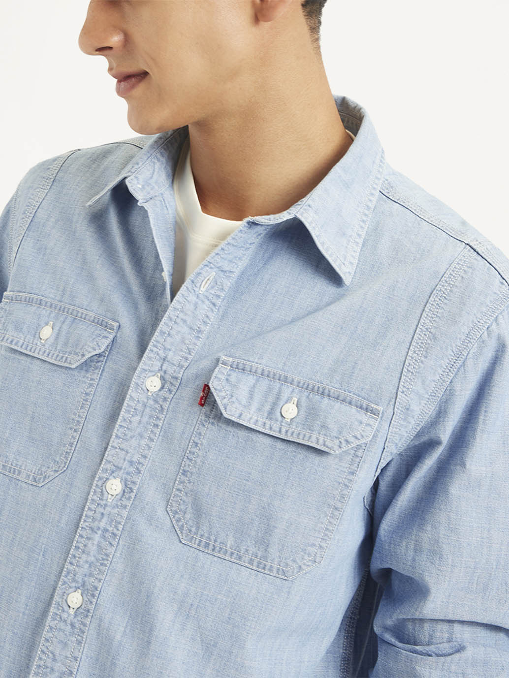 Men's Solid Slim Fit Denim Shirt - Image 5