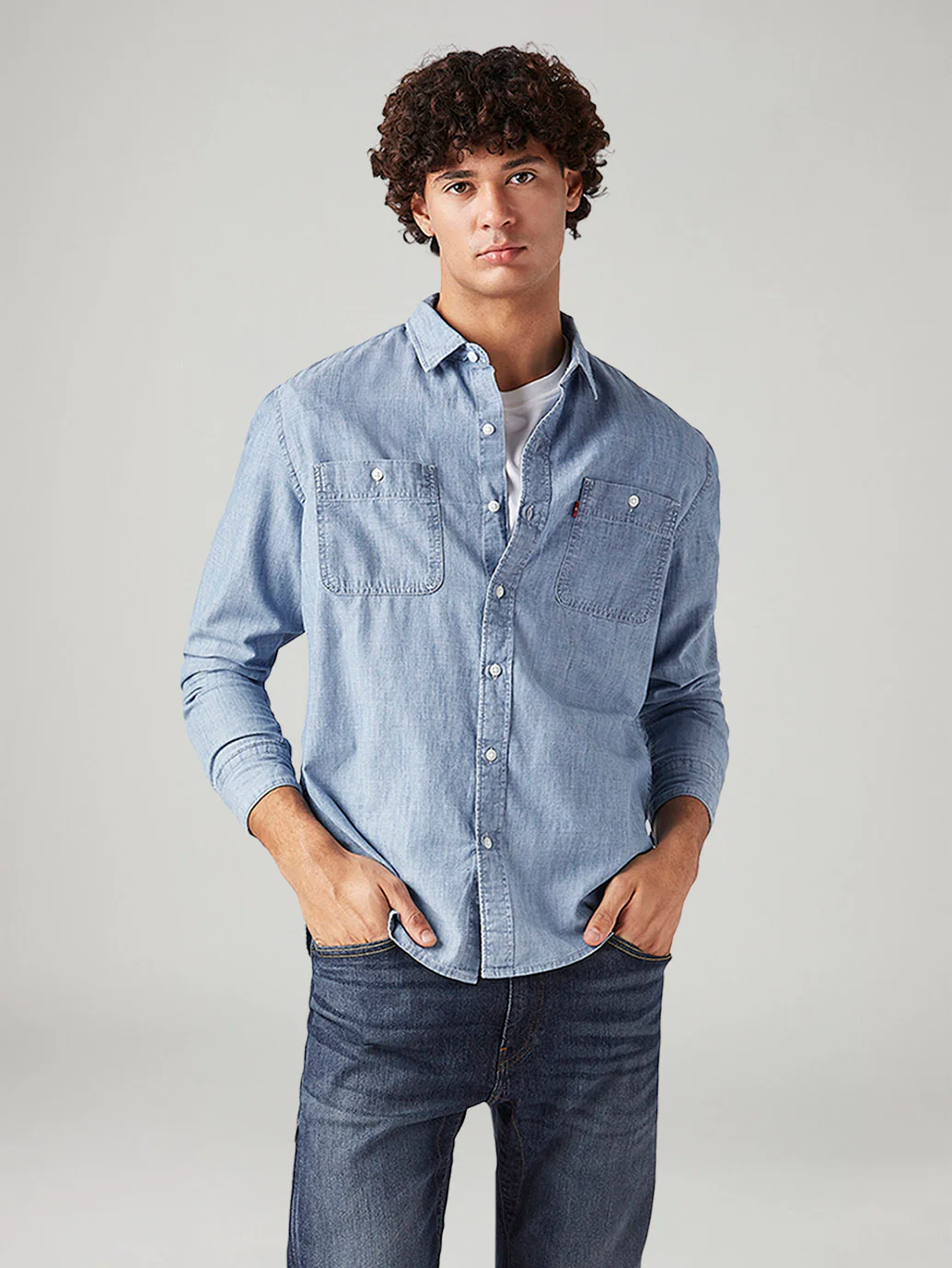 Men's Solid Slim Fit Denim Shirt - Image 2
