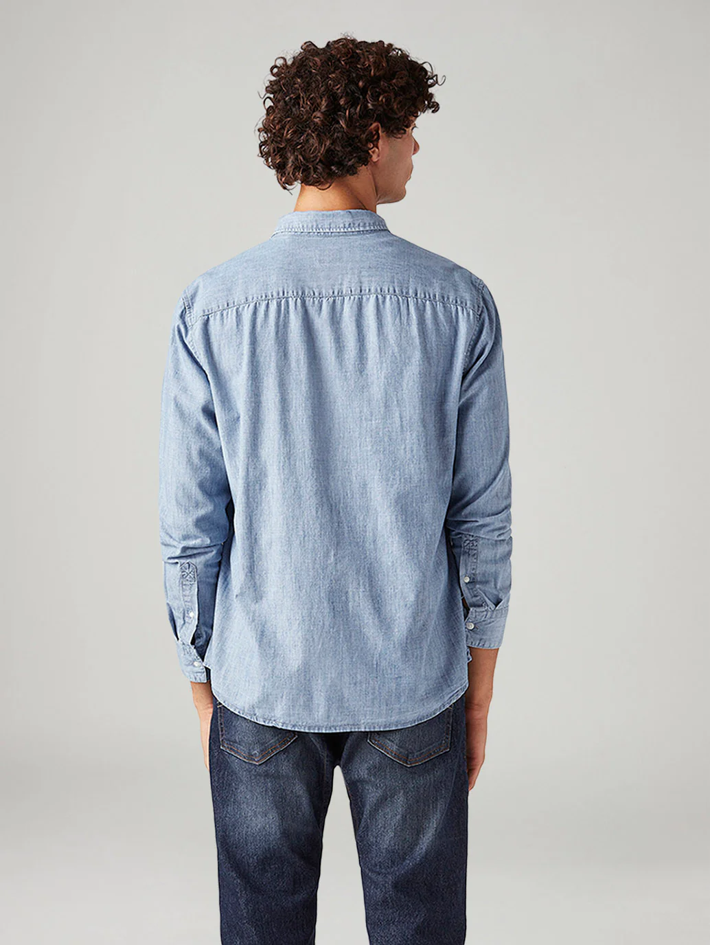 Men's Solid Slim Fit Denim Shirt - Image 3
