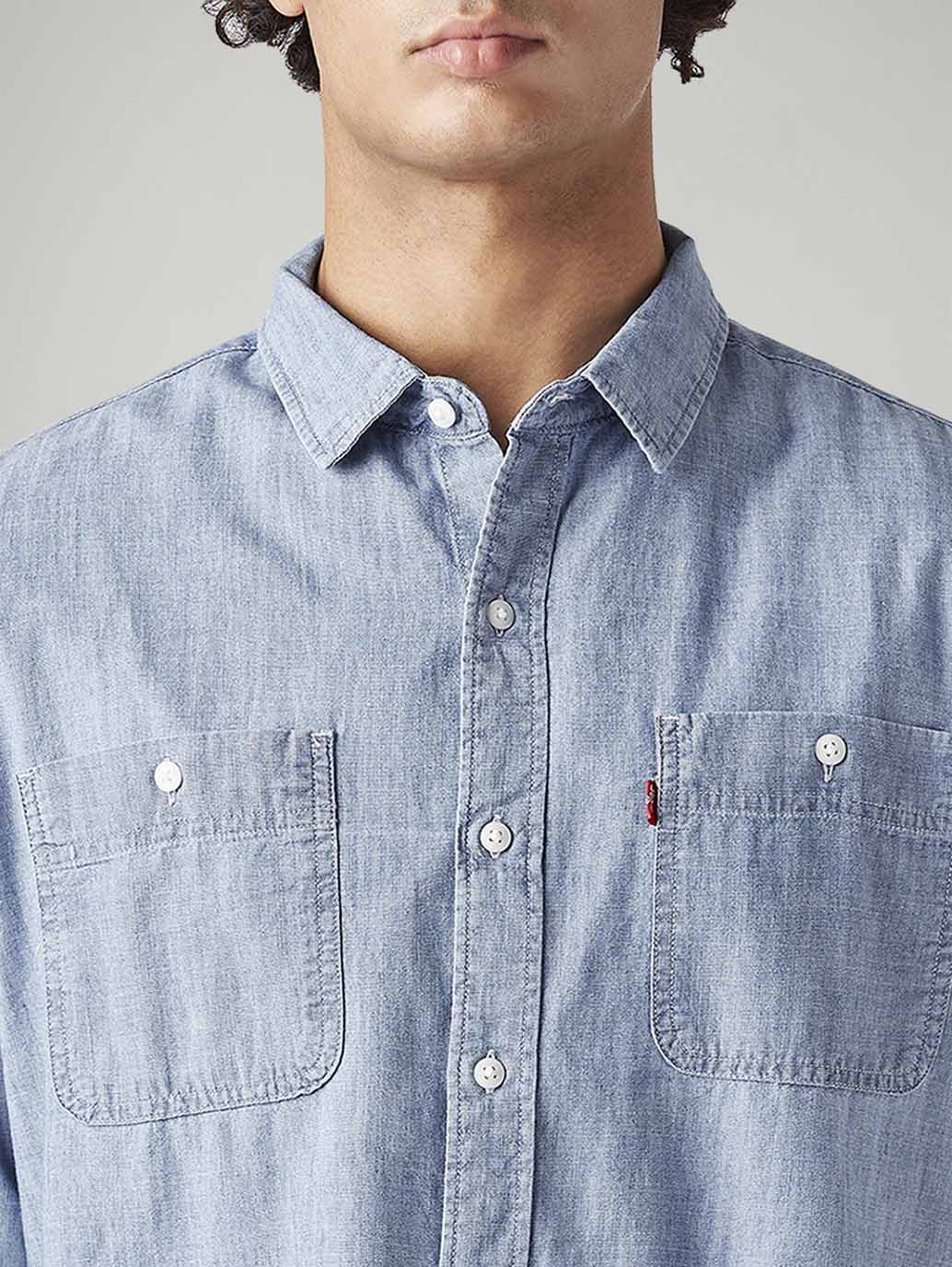 Men's Solid Slim Fit Denim Shirt - Image 4