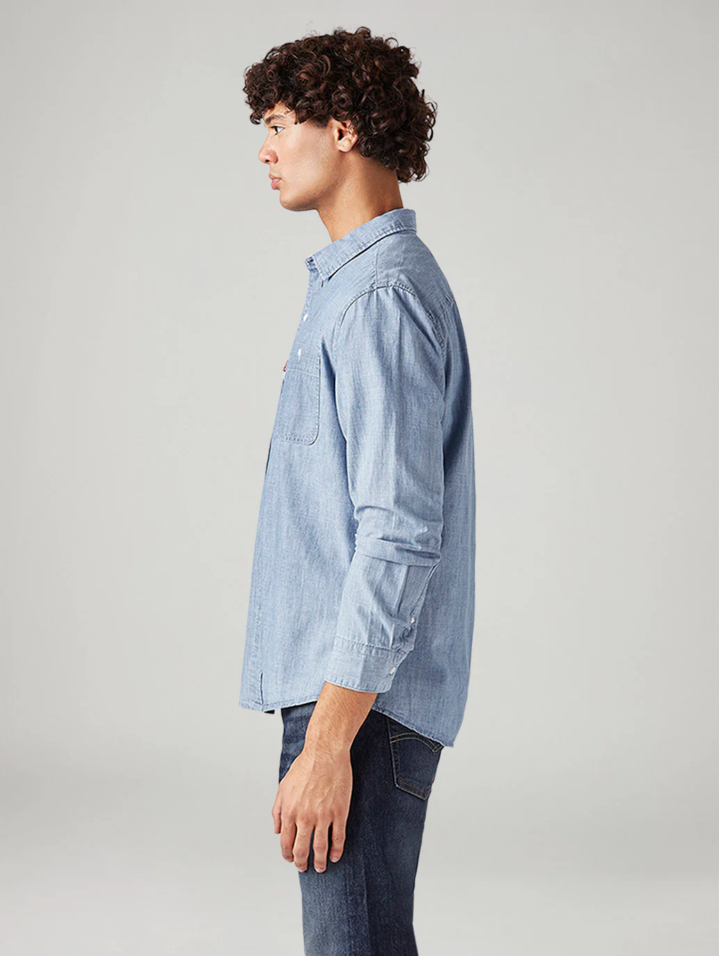 Men's Solid Slim Fit Denim Shirt - Image 5