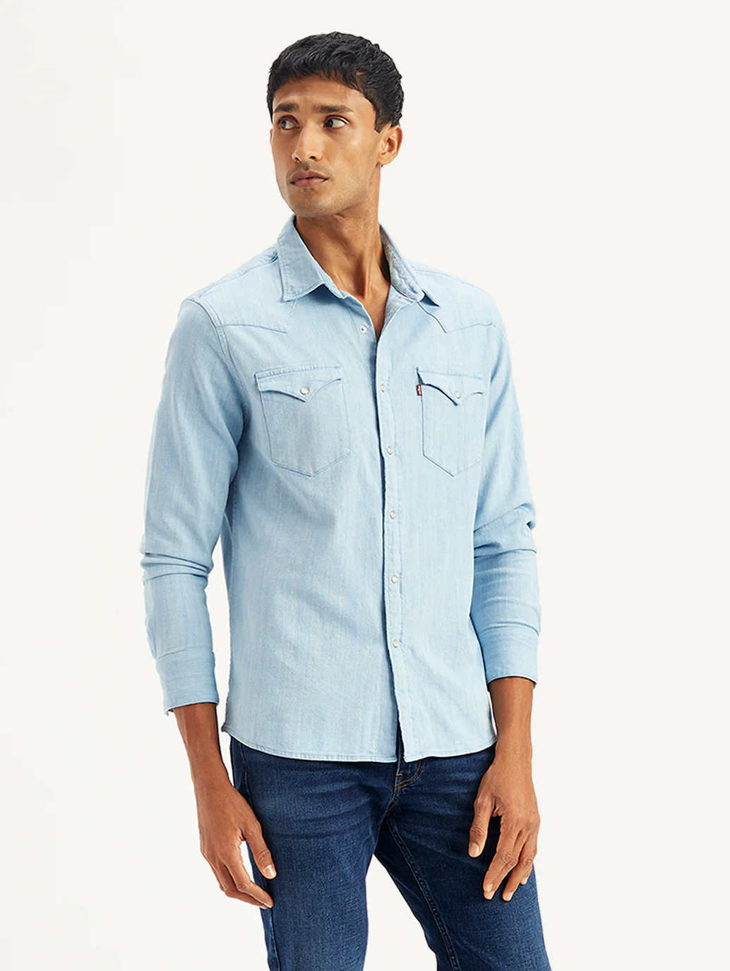 Men's Solid Slim Fit Denim Shirt - Image 5