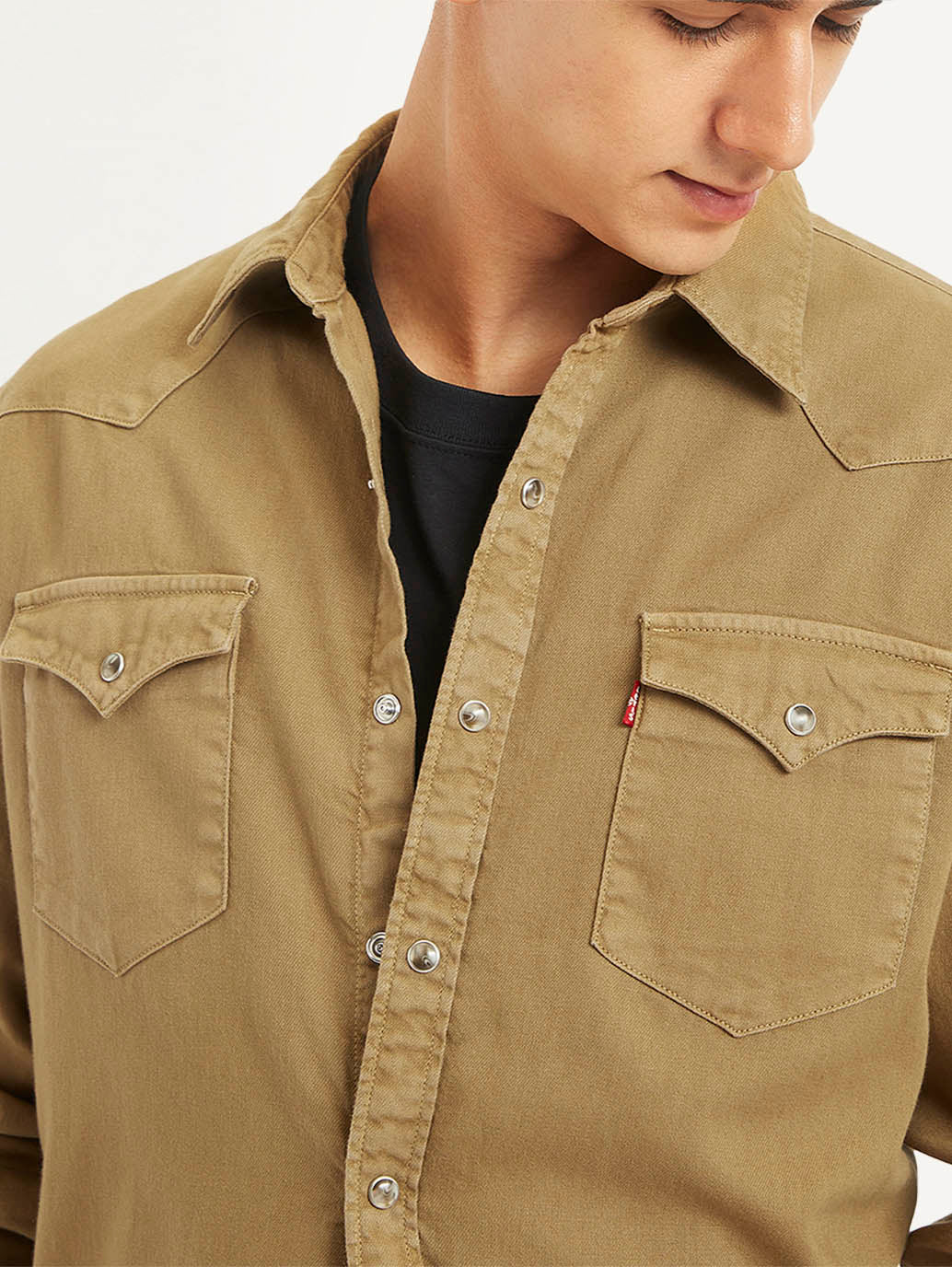 Men's Solid Slim Fit Denim Shirt - Image 3