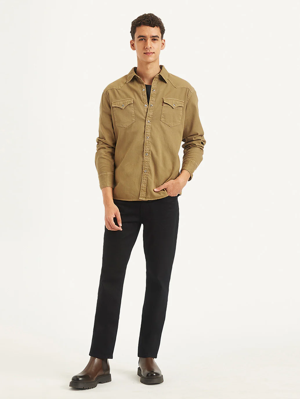 Men's Solid Slim Fit Denim Shirt - Image 4