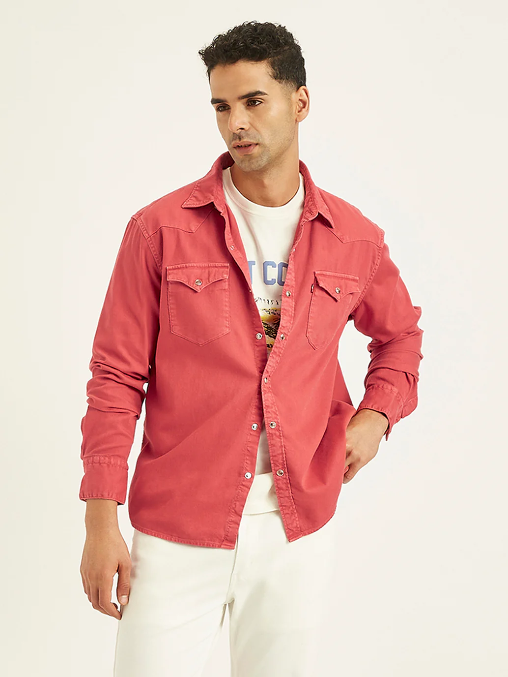 Men's Solid Slim Fit Denim Shirt - Image 2