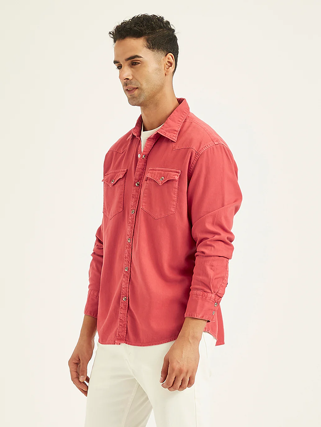 Men's Solid Slim Fit Denim Shirt - Image 6