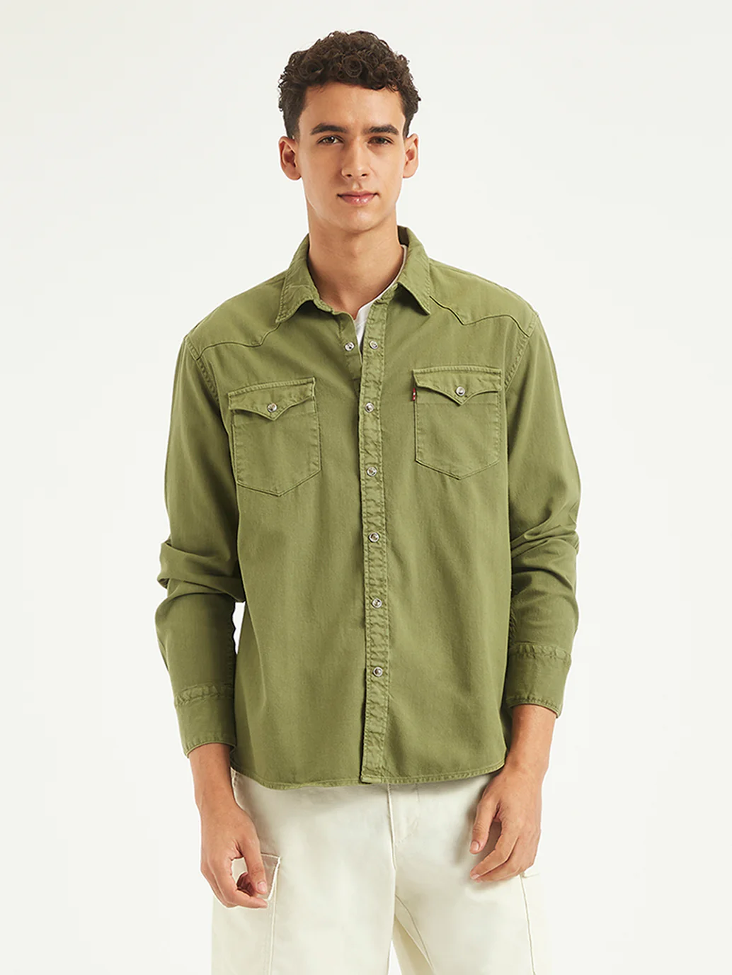 Men's Solid Slim Fit Denim Shirt - Image 3