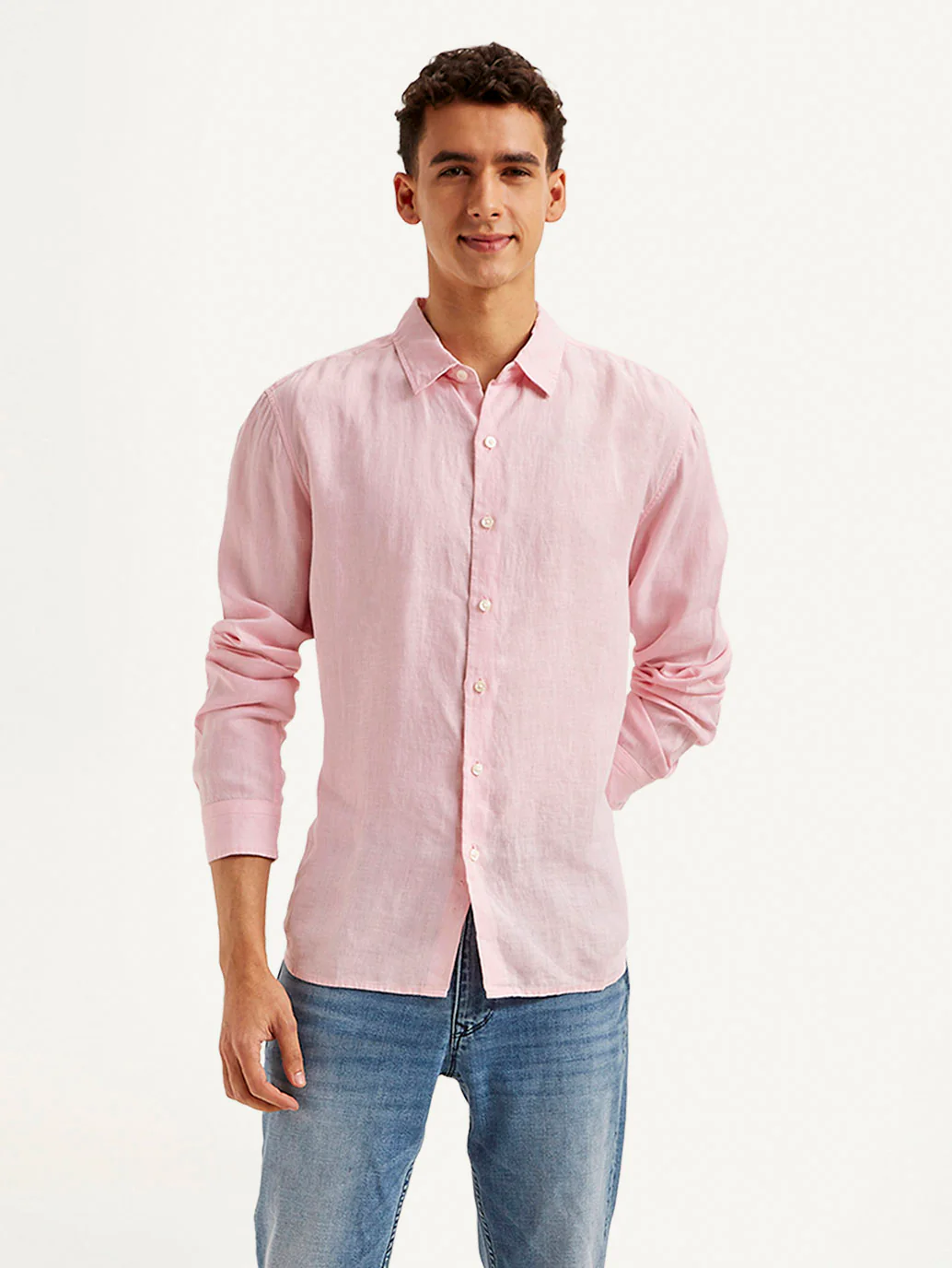 Men's Redloop Solid Slim Fit Linen Shirt - Image 3