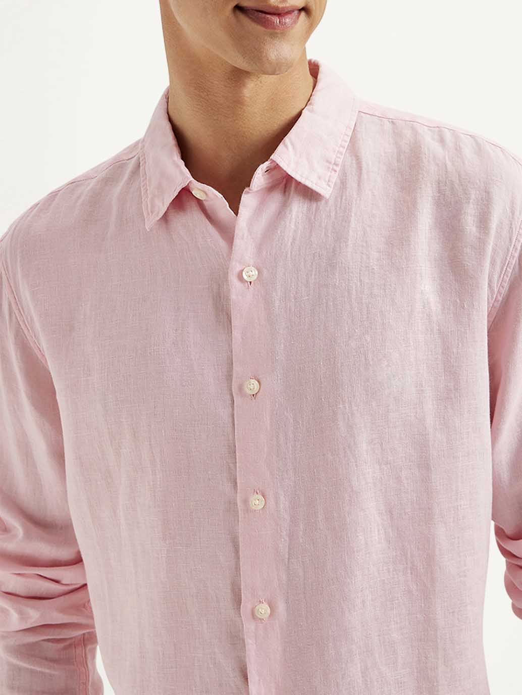 Men's Redloop Solid Slim Fit Linen Shirt - Image 5