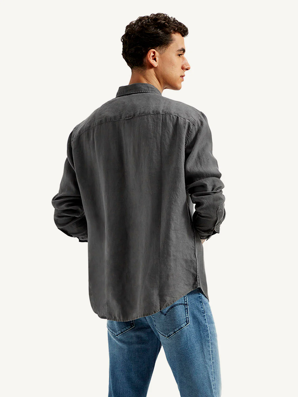 Men's Redloop Solid Slim Fit Linen Shirt - Image 3