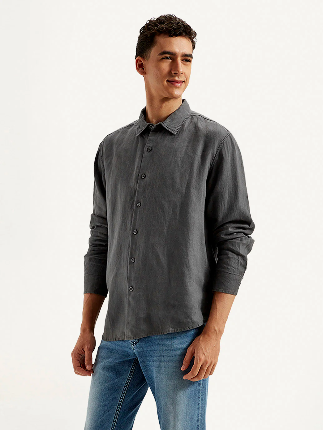 Men's Redloop Solid Slim Fit Linen Shirt - Image 5