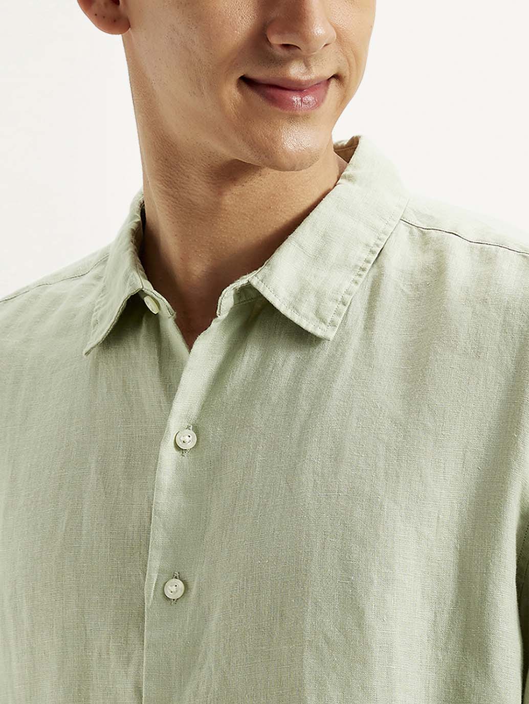 Men's Redloop Solid Slim Fit Linen Shirt - Image 4