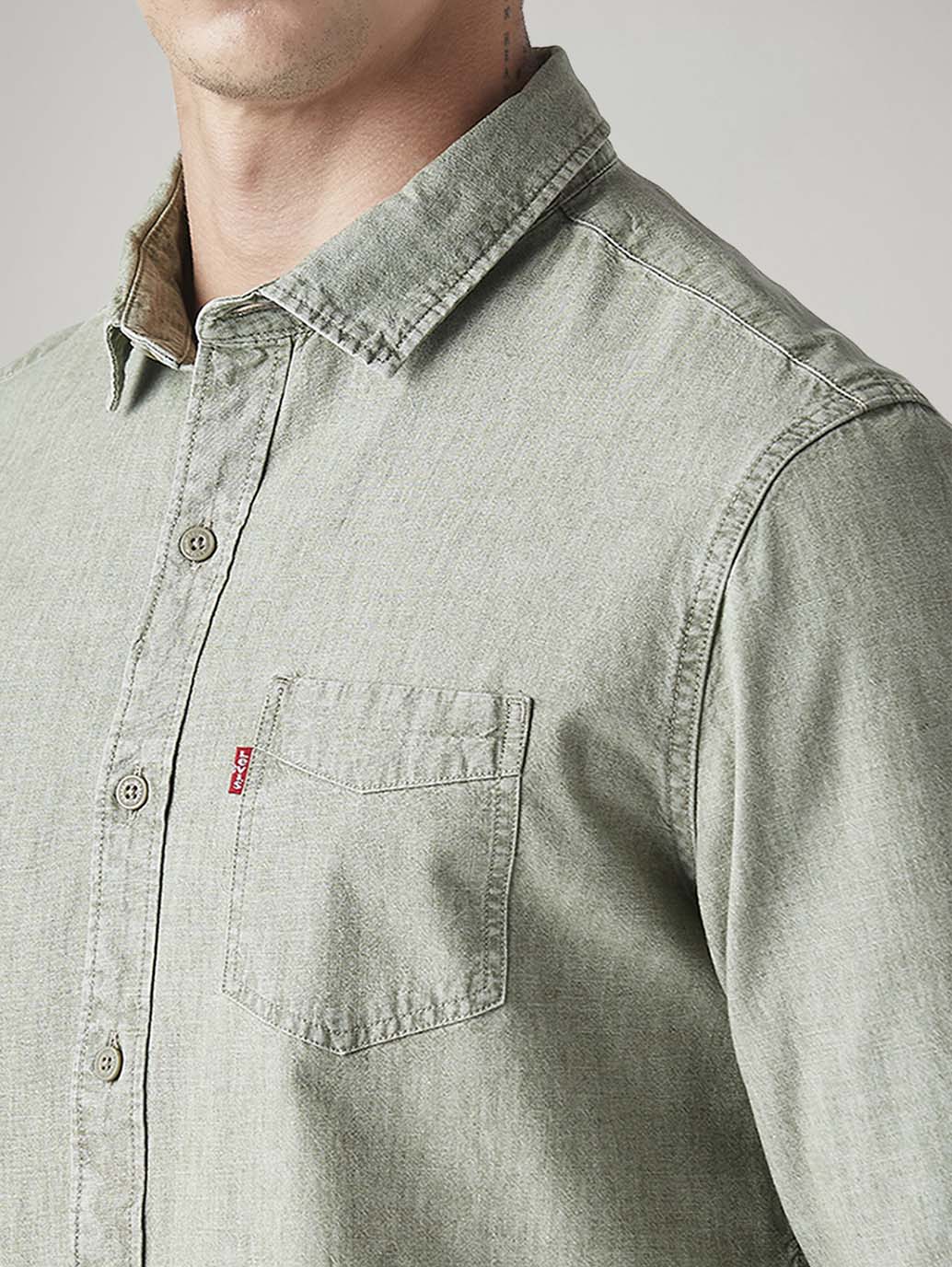 Men's Solid Slim Fit Overdyed Shirt - Image 4