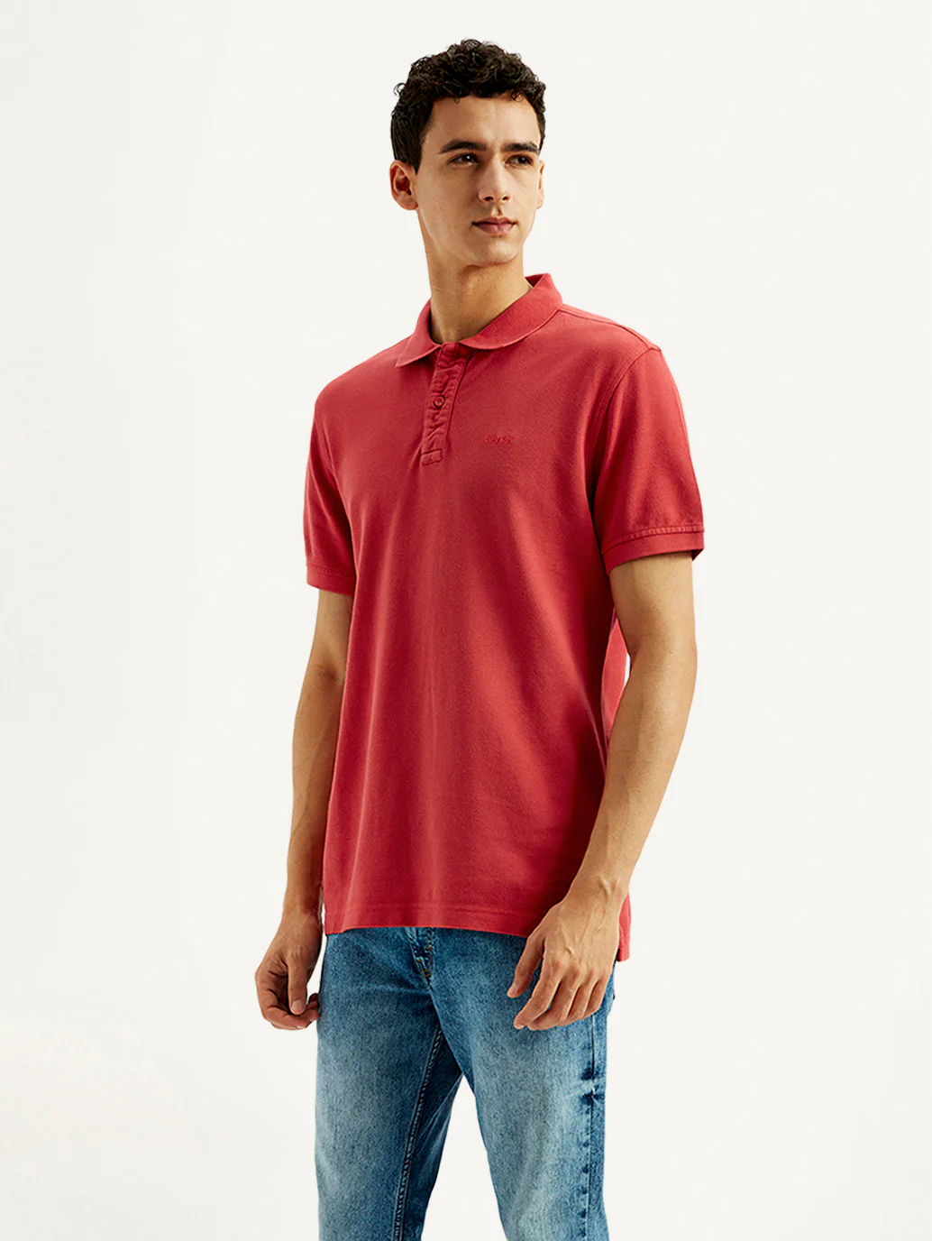 Men's Solid Overdyed Slim Fit Polo T-shirt - Image 6