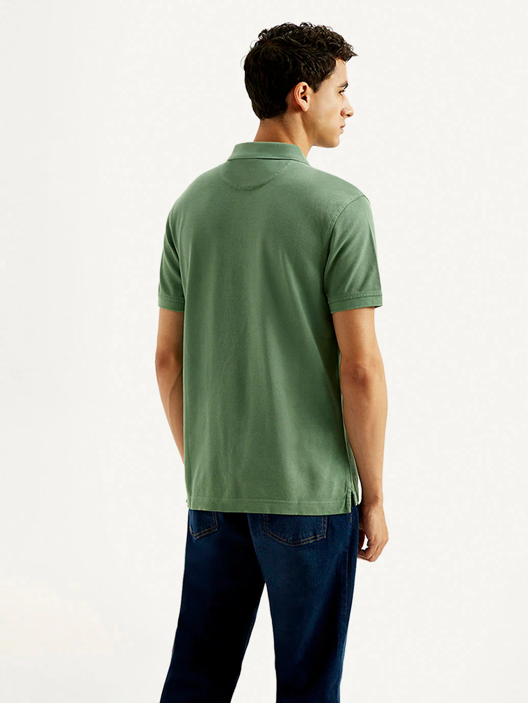 Men's Solid Overdyed Slim Fit Polo T-shirt - Image 3