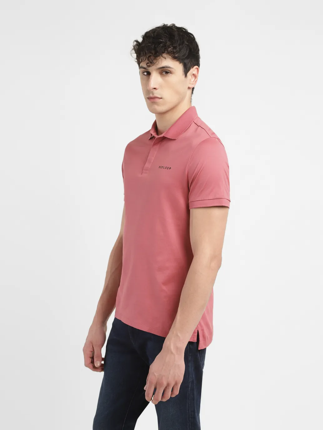 Men's Redloop Solid Slim Fit Polo T-shirt - Image 4